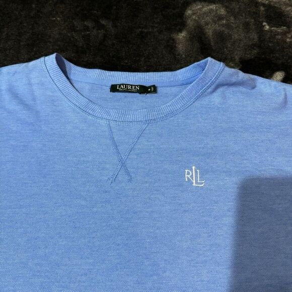 Large Lauren Ralph‎ Lauren RLL Monogram Blue Long Sleeve T-Shirt Medium - Picture 2 of 8